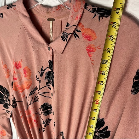 Free People Women’s Lena Floral Mini Dress Size M Boho Feminine Long Sleeve - Picture 9 of 10
